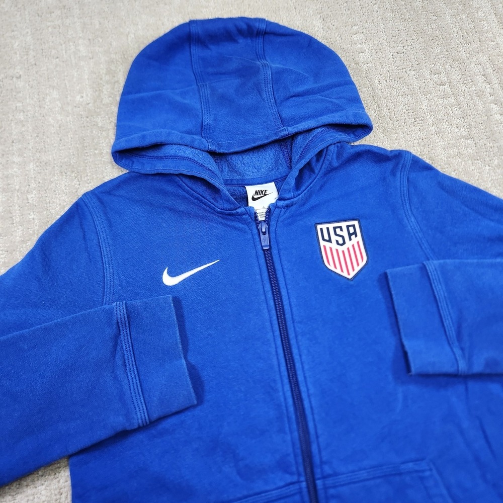 Nike Hoodie Youth Boys Large Team USA Olympics Full Zip Blue Fleece
